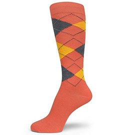 Spotlight Hosiery Men's Socks, Coral/Golden yellow/Charcoal Grey, Size 10-13