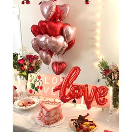 Red Pink Heart Shape Balloons 18 Inch 21 Pcs Pink Red Heart Balloons Valentines Balloons Heart Foil Mylar Balloons for Valentine’s Day, Wedding, Birthday, Engagement & Baby Shower Events