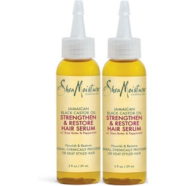 Shea Moisture Jamaican Black Castor Oil Strengthen & Restore Hair Serum, 2 Oz, Pack of 2