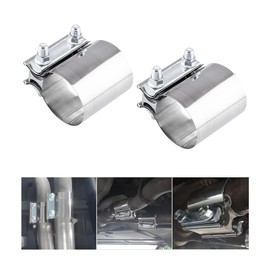 BESULEN 2.5 Inch Exhaust Clamp, 2 PCS Butt Joint Band Clamp Sleeve Coupler, Car Stainless Steel Muffler Band Clamp, Exhaust Pipes Repair Sleeve Connector, Car Exterior Accessories (2.5")