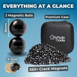 Crack Magnets Black Bundle 550+ Mini Fidget Magnets & 2 XL Magnetic Spheres