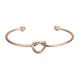 ZUOBAO Simple Love Knot Bracelet Tie The Knot Cuff Bangle (Rose Gold)