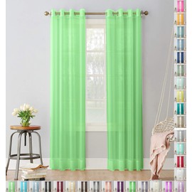 Megachest pair of sheer voile RING top (lime, 56" wideX72 drop(W142cmXH183cm))