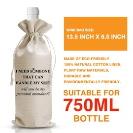 Wedding Gift Wine Bag, Groomsmen Gifts Bridesmaid Gifts, Will You Be My Personal Attendant, Gifts for Her Him, Engagement Gift, Wedding Thanks Gifts, Wedding Day Essentials Wedding Gift - DL304