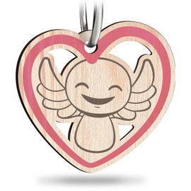 Schutzengel im Herz Schlüsselanhänger handgemacht aus Holz, Glücksbringer, Ich liebe dich Schlüsselanhänger Partner, Freundin Geschenk Liebe, Liebesgeschenke