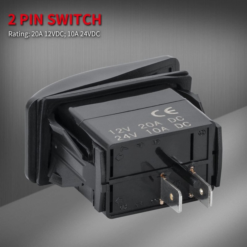 Daiertek Marine Rocker Switch 12V Waterproof Toggle Switch 12 Volt