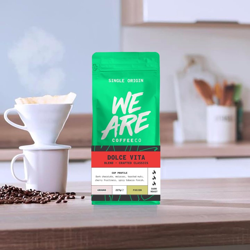 Coffee Ground, 227g Bag Dolce Vita Blend Espresso Ground Coffee,