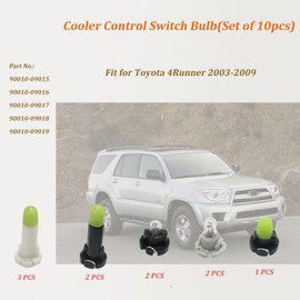 ZrAutomch Cooler Control Switch Bulb(Set of 10pcs) Fit for Toyota 4Runner 2003-2009, Replace#90010-09015 90010-09016 90010-09017 90010-09018 90010-09019