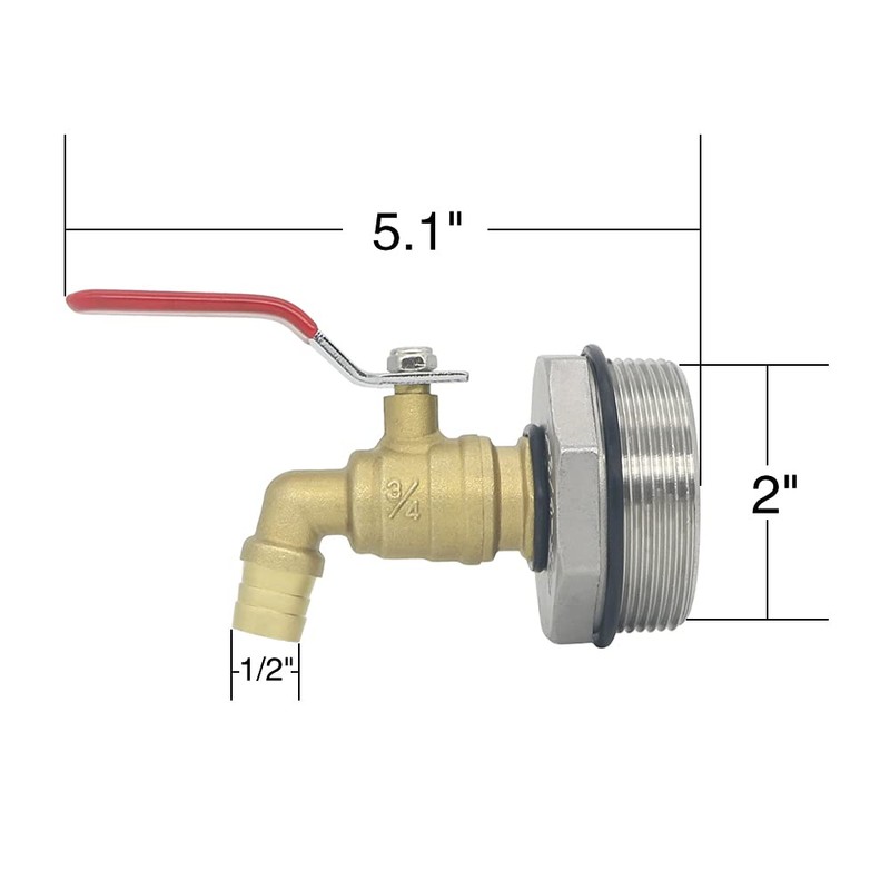 2" Water Drum Faucet Spigot 3/4" Brass Barrel Faucet for
