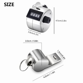 Accfore 3 Pieces Metal Hand Counter 4 Digit Number Counter Clicker Counter Mechanical Counter Clicker Pitch Counter for Coaching Knitting People Round Fishing Golf and Rudder (with 3 Whistles)