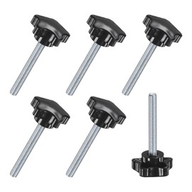 M METERXITY 6パック スタークランピングノブ 機械/電子機器/家具/傘ベース用 M8x60mmメススレッド手締めネジ 機械ハンドル交換[39mm 黒]