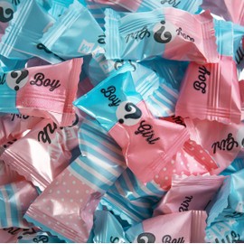 Candy Envy - Baby Reveal Buttermints - 13 oz. Bag - 100 Individually Wrapped Candy Mints - Baby Shower Team Blue Team Pink Favors