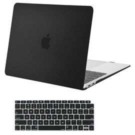 MOSISO Compatible with MacBook Air 13 inch Case 2022 2021 2020 2019 2018 Release A2337 M1 A2179 A1932 Touch ID, Plastic Hard Shell Cover&Keyboard Cover for MacBook Air 13.3 inch Case, Black