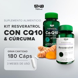 Kit Resveratrol + CoQ10-90 Cápsulas c/u - Con Cúrcuma, Biotina, Frutos Rojos y Bioperina - Formulado Con Ingredientes Naturales Seleccionados - 5H8 NUTRITION