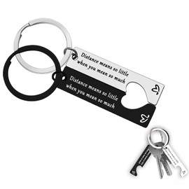 Gifts for Him - Couple Anniversary Keychains, Long-Distance Relationship Gift, Cute Boyfriend Girlfriend Gifts, Wedding, Birthday, Graduation Gifts, Stainless Steel, Durable, Drive Safe Keychain