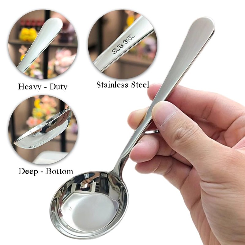 Ouliget Gravy Ladle Spoon,Deep Bottom Korean Style Sugar Spoons,Heavy Duty