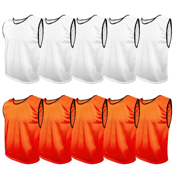 SPORTSBIBS Pack of 10 Sports Bibs, Training Bibs, Football Vests for Children, Juniors and Adults, Training Jersey, Over 10 Colours, Universal XS S M L XL XXL