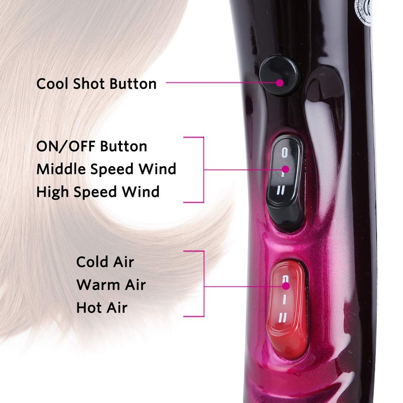 Professional Hair Dryer with Blue Light Far Infrared Negative Ionic