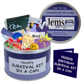 Friend Birthday Survival Kit in a Can – Funny Novelty Gift for Best Friend – Unique Birthday Present for Him or Her – Quirky Keepsake Gift Box Packed with Fun (Purple/Lilac)