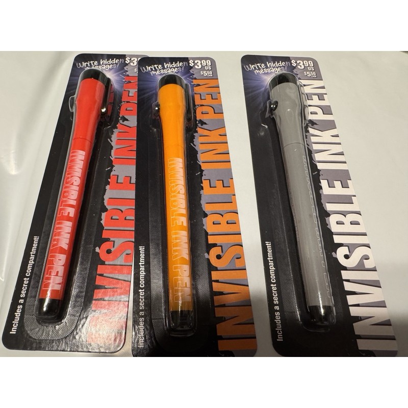 scholastic 3 UV Secret Message, Invisible Ink pens, brand new