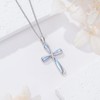 925 Sterling Silver Cross Moonstone Necklace,Elegant Cross Pendant Necklace for