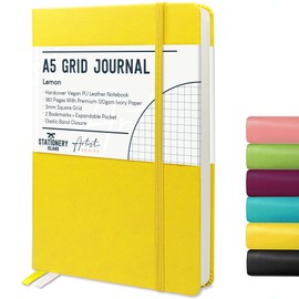 STATIONERY ISLAND Notebook A5 Squared Journal Hardcover with 120 g/m² Thick Paper, 180 Pages Diary, Notebook A5 for Girls, Travel Journal, Planning, Learning, Writing