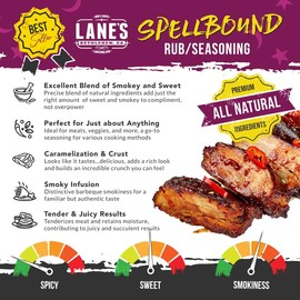 Lane's Spellbound Pork Rub Seasoning, All-Natural BBQ Seasoning Rib Rub, Premium Butt Rub Seasoning & Sweet BBQ Rubs for Smoking, Made in USA, 11.7 Oz