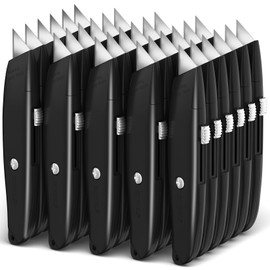 DIYSELF 30 Pack Box Cutter Heavy Duty Aluminium Shell Utility Knife | SK5 Steel Sharp Blade | Retractable Knife for Cutting Cartons Ropes and Cardboard | Home and Office Use, PVC Pipe Cutter (Black)