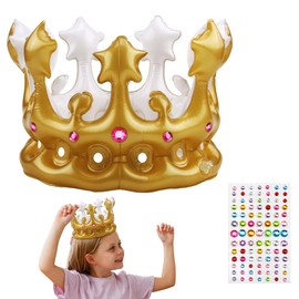 HotoPink Inflatable Crown, Gold Birthday King Crowns, Party Hats for Adult Decoration, Birthdays, Parties Novelty Accessory