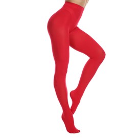 EVERSWE Women's 80 Den Soft Opaque Tights, Women's Tights (S/M, Red)