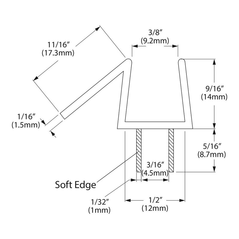 36" Clear Bottom Sweep with Drip Rail for 1/2" Glass