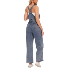 MISS MOLY Jean Overalls for Women Denim Jumpsuits Loose Baggy Straight Leg Bib Overalls Adjustable Straps with Pockets Light Blue M