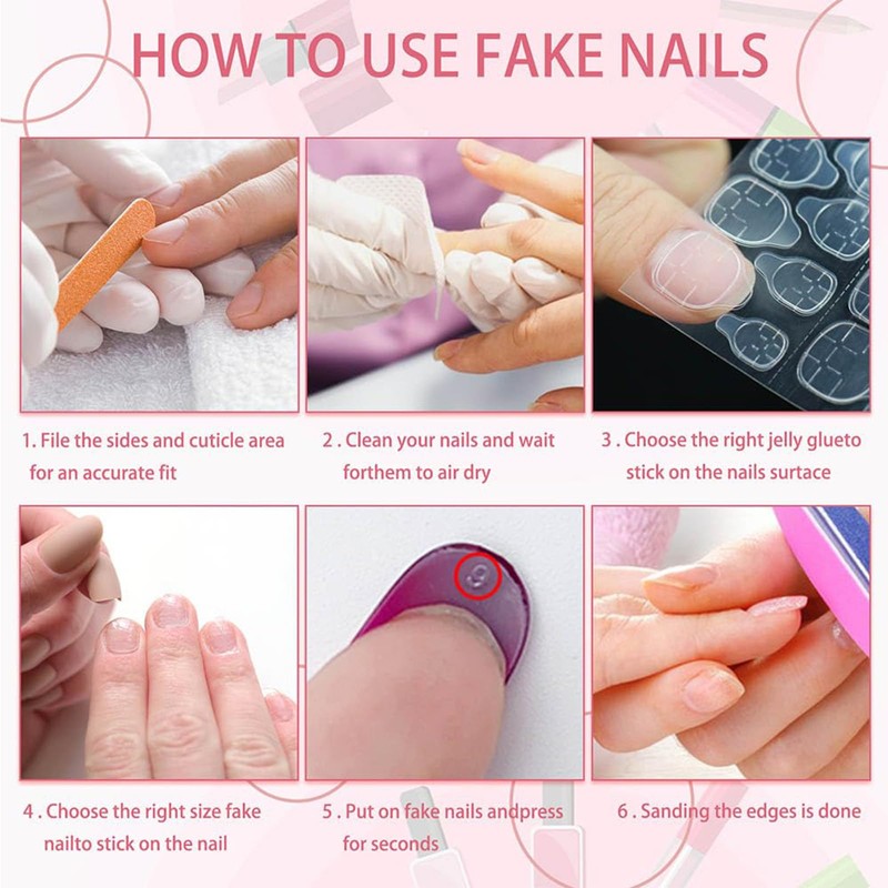 Goiern 24pcs French Tip Press On Nails Short Square Fake