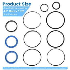 Hydraulic Log Splitter Cylinder Rebuild Seal Kit for 4.0" Bore x 1.75" Rod Cylinder, Replace for Huskee Log Splitter Parts Hydraulic Cylinder Rebuild Kit (Pack of 11)