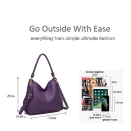 BagDesign Women's Soft Stylish Braided Handle Slouch Hobo Large Shoulder Handbag with Adjustable Strap -LILAC