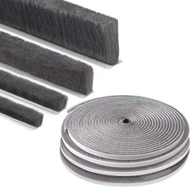 ZOMPAGO Brush Weather Stripping,0.9 in x 0.4 in x 32.8 FT,Grey,Insulation,Sliding Seal Strip,Glass,Window Felt,Brush Door Sweep,Self Adhesive Draft Blocker,Dust Stopper Sliding Door Seal Winter