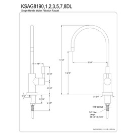Kingston Brass KSAG8198DL Concord Water Filtration Faucet, Brushed Nickel