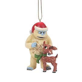 Enesco Jim Shore Rudolph The Red-Nosed Reindeer and Bumble Hanging Ornament, 3.93 Inch, Multicolor