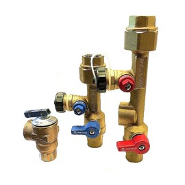 Matsui 3/4 inch, 3/4" Isolation Valve Kit with Pressure Relief Valve for Tankless Water Heater,FNPT x FNPT, Compatible with Rinnai, Jacuzzi, Rheem, Navien, Noritz, Takagi, Bosch,etc …