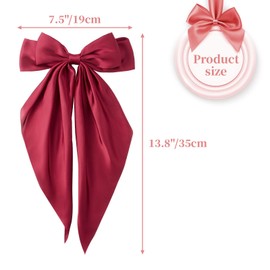 Pack of 2 Hair Bows Women's Large Bow Clips, Hair Bows Girls Bow Hair Bow, Headwear Accessories Women (Black + Red)