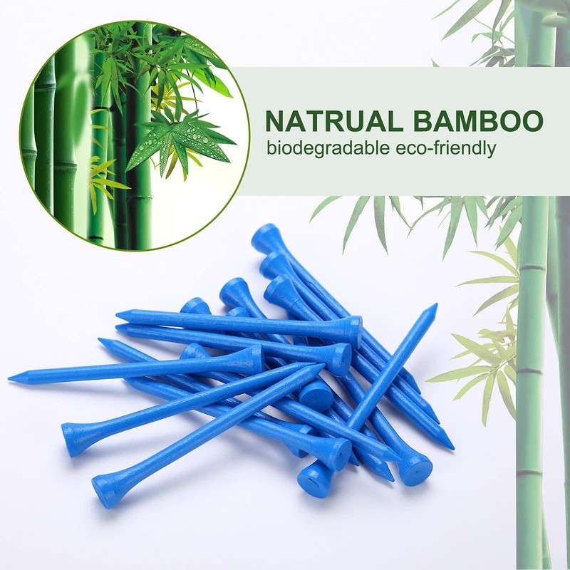 GFGL Golf Tees (Blue) Durable Bamboo Tees 100Pcs 3-1/4" Friendly