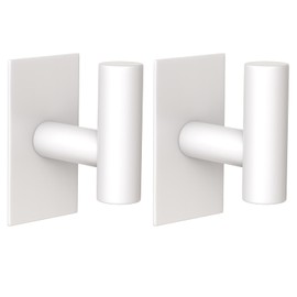 VAEHOLD Wall Adhesive Hooks, Heavy Duty Sticky Holder Stainless Steel Towel Hooks for Hanging Coat, Hat, Key, Closet Hook Wall Mount forBathroom (White Adhesive Hook 2 Pack)