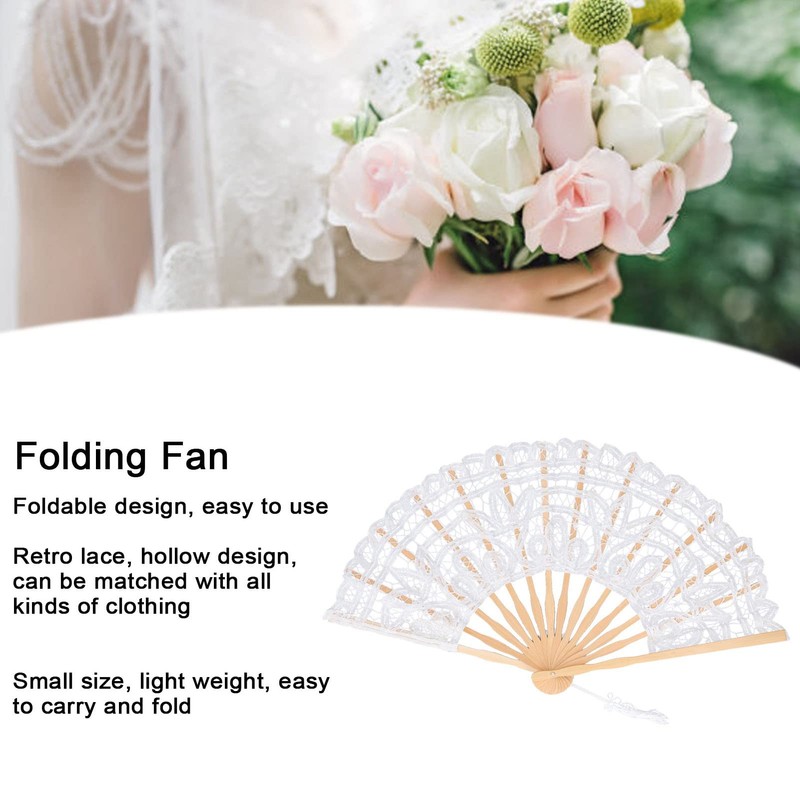 Abanico Plegable, Flor De Encaje Abanico Plegable Abanico Hecho A