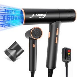 Hair Dryer, High Speed Ionic Blow Dryer with Brushless Motor for Fast Drying, Lightweight, Low Noise Compact Hair Blow Dryer, Hairdryer with 1 Magnetic Nozzle Attachments for Salon Home Travel