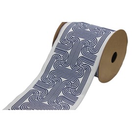 Bobina de 3.8 yardas de 3.9 pulgadas de ancho, cinta de jacquard geométrica azul y blanco para tus cortinas, cinta de ribete para cortinas V1 205