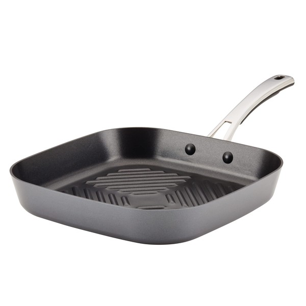 Rachael Ray Cook + Create Hard Anodized Nonstick Deep Grill Pan/Griddle, 11 Inch - Black