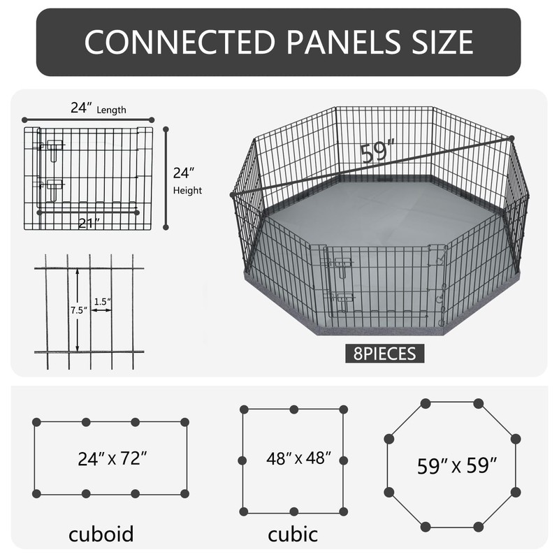 PETIME Foldable Metal Dog Exercise Pen/Pet Puppy Playpen Kennels Yard