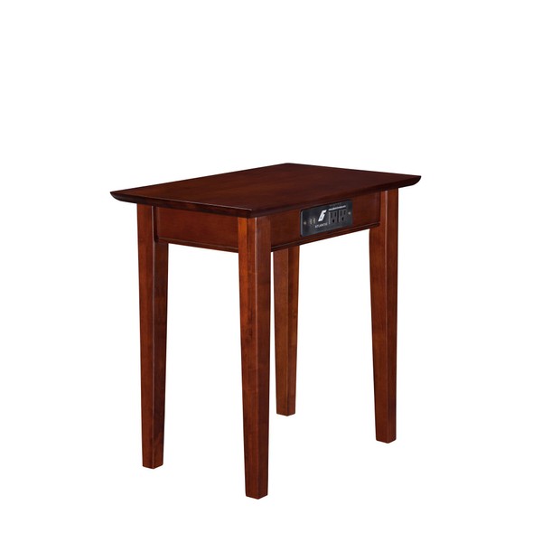 Atlantic Furniture Shaker Chair Side Table with Charging Station, Walnut