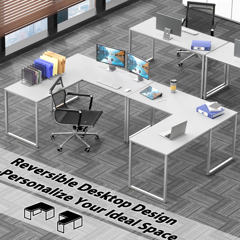 SHW Mission 48 x 48 Inches L-Shape Home Office Computer