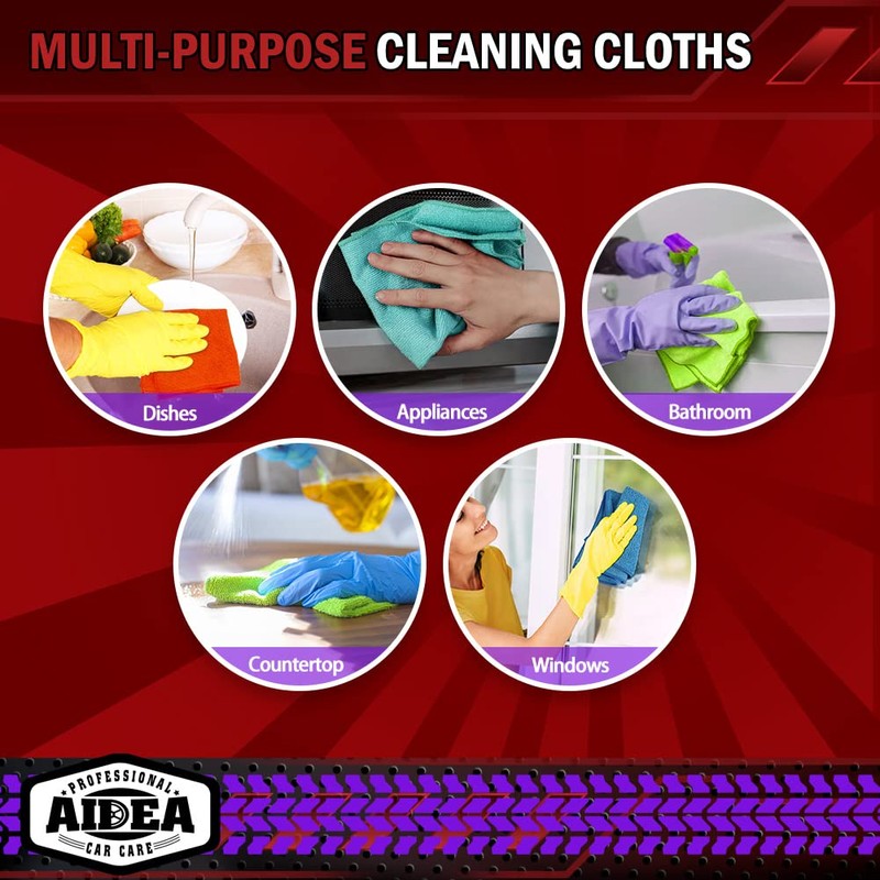 AIDEA Microfiber Cleaning Cloth, 50PK, Microfiber Towels for Cars, Premium